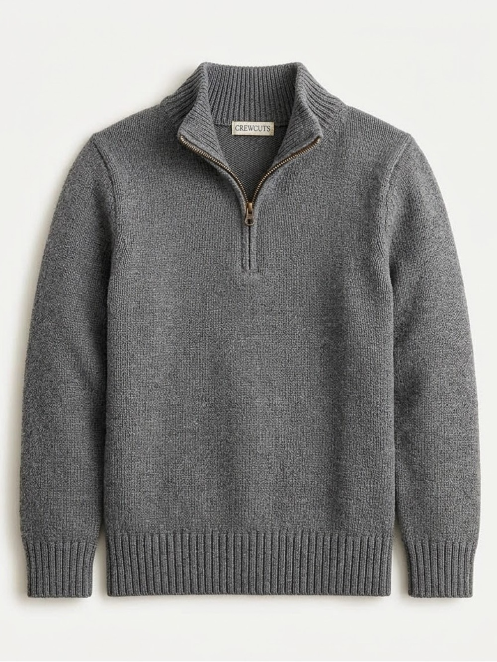 Boys Crewcuts J. Crew Heritage Cotton Quarter Zip Sweater Size Large 10-11 Gray